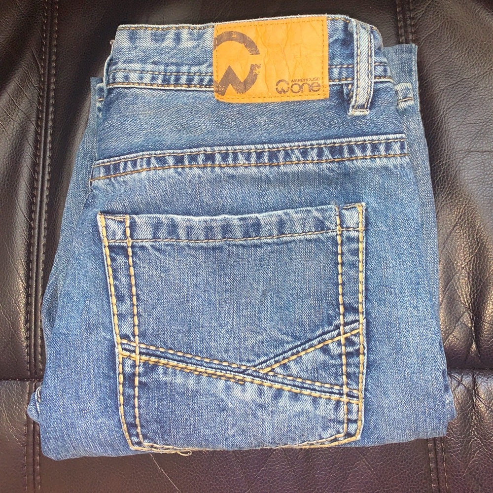 Warehouse One Men’s Jeans 30x32 Light Wash Relaxed Straight
